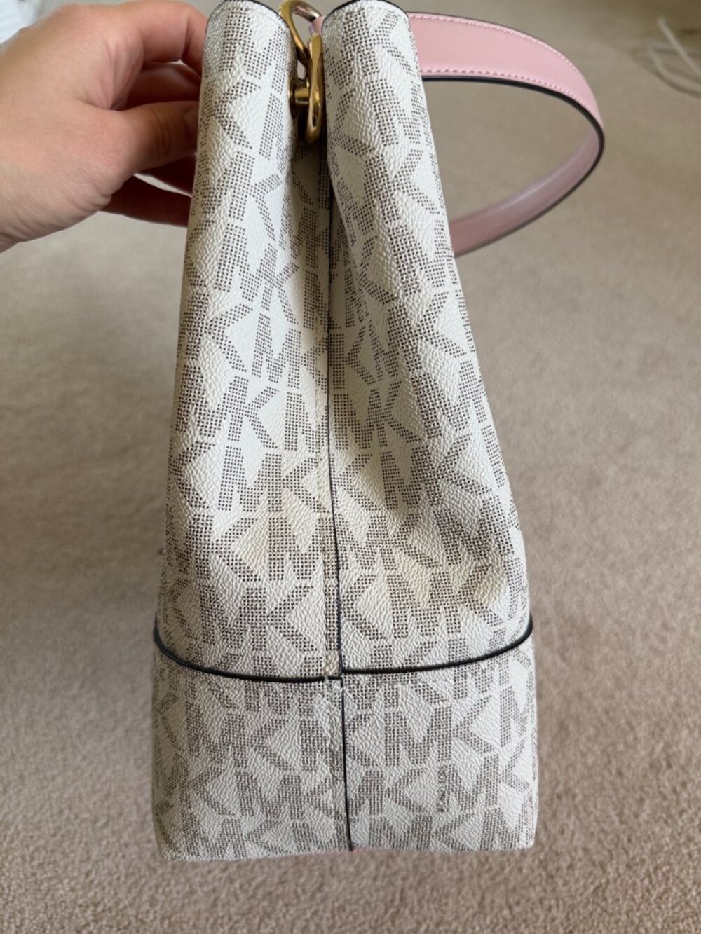 Michael Kors Signature Large Tote Bag Pink & Vanilla - Picture 14 of 15